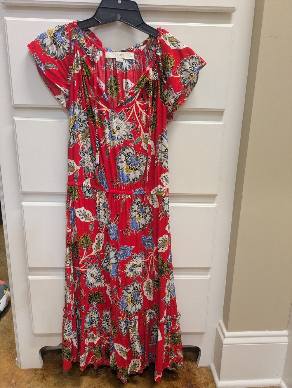 LOFT Petites Red Floral Dress, Size XXSP, Great Condition